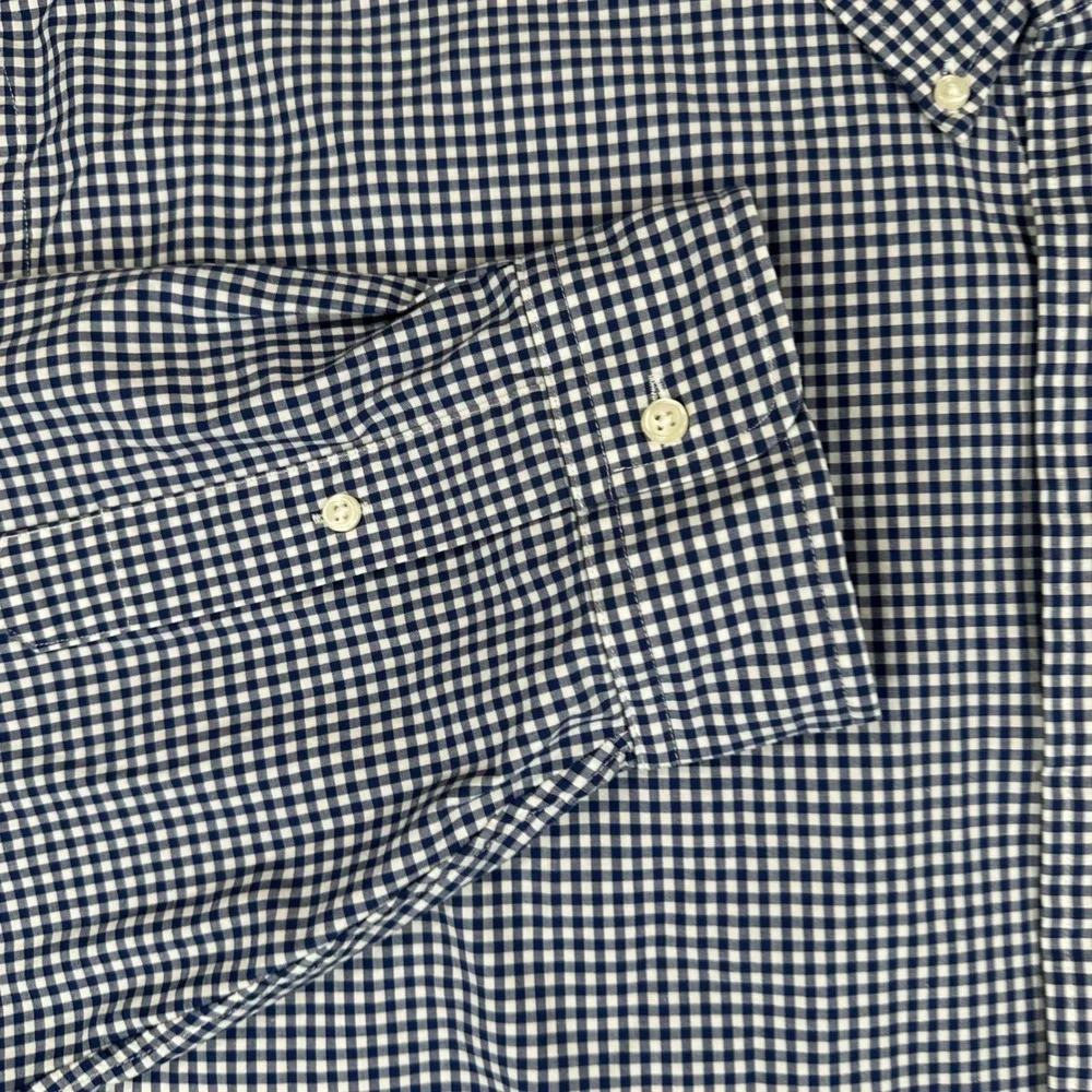 Polo Ralph Lauren Shirt Mens 4XLT Navy White Gingham Check Stretch Button Down